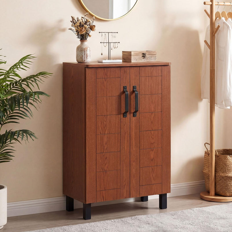 Giantex Armoire à chaussures à 5 niveaux | Meuble d'entrée autoportant en bois avec rangement
