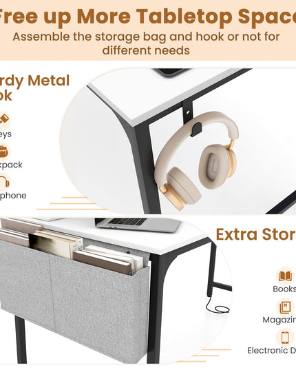 Giantex Conference Table with Charging Station, 2/4/6 PCS 32" x 24" Rectangular Meeting Room Desk with Storage Bag & Hook