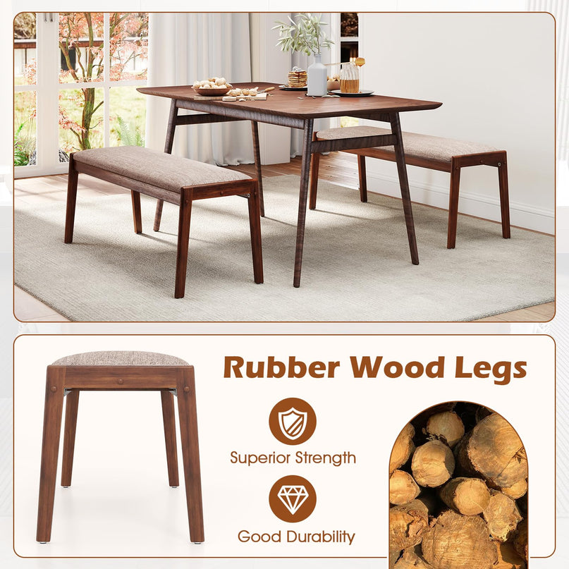 Giantex 45" Upholstered Entryway Bench with Rubber Wood Legs & Fabric Padded Seat
