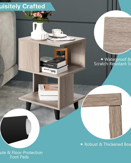 Giantex Accent Sofa Side Table w/Open Storage Shelves for Living Room Bedroom Study Room