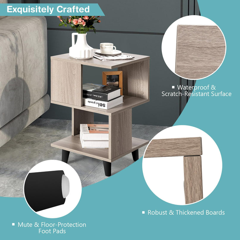 Giantex Accent Sofa Side Table w/Open Storage Shelves for Living Room Bedroom Study Room