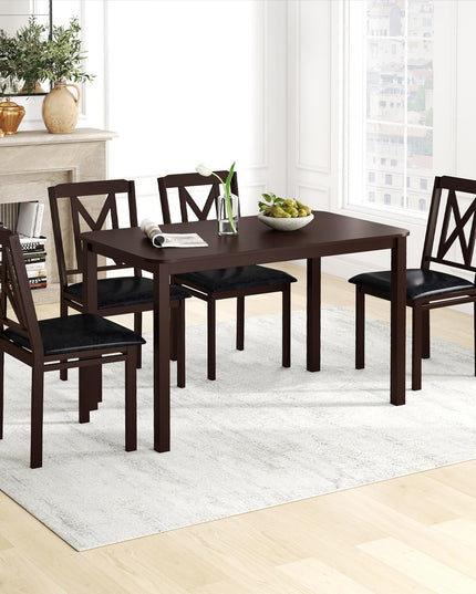 Giantex 5 Piece Dining Table Set for 4 with Rubber Wood Legs