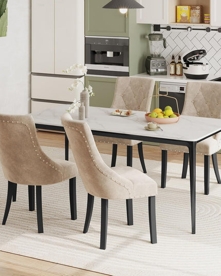 Giantex Upholstered Dining Chairs Set of 2/4, Tufted Wingback Kitchen Chairs w/Solid Wood Legs, Padded Seat