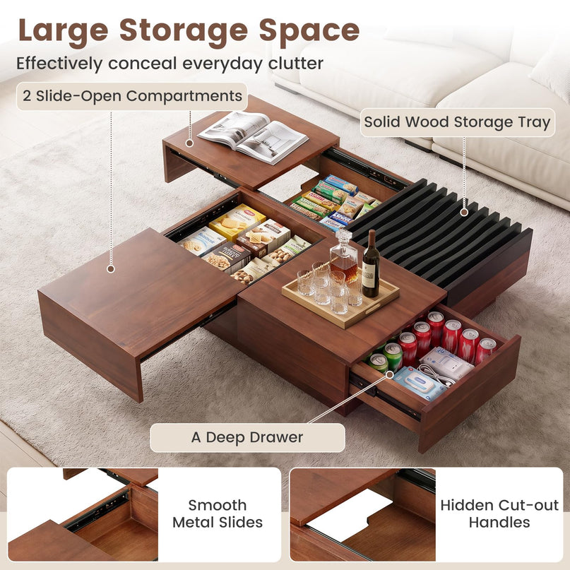 GIANTEX 32" Square Coffee Table with Sliding Top