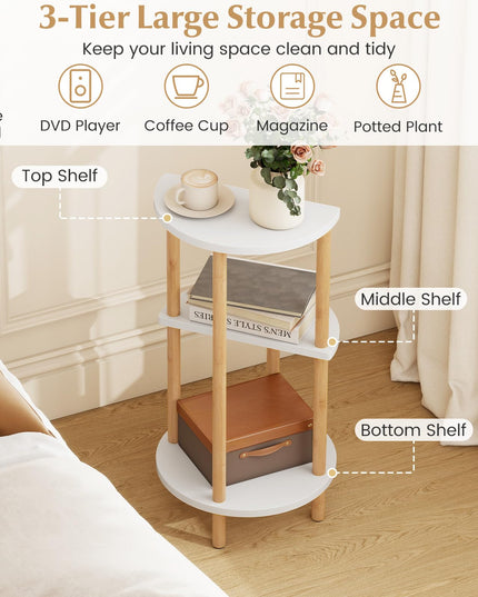 Giantex 3 Tier Circular End Tables with Storage Shelves