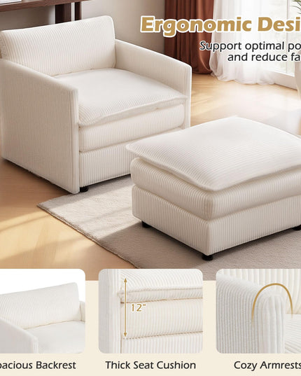 Fauteuil d'appoint surdimensionné Giantex avec ottoman pour chambre, salon et appartement