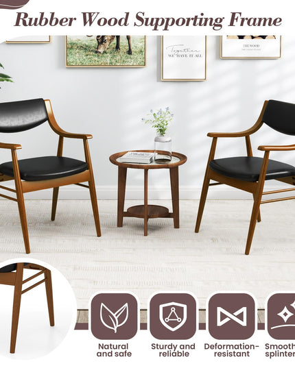 Giantex Wooden Dining Chairs Set of 2/4, PU Leather Upholstered Kitchen Chairs w/Padded Seat & Back