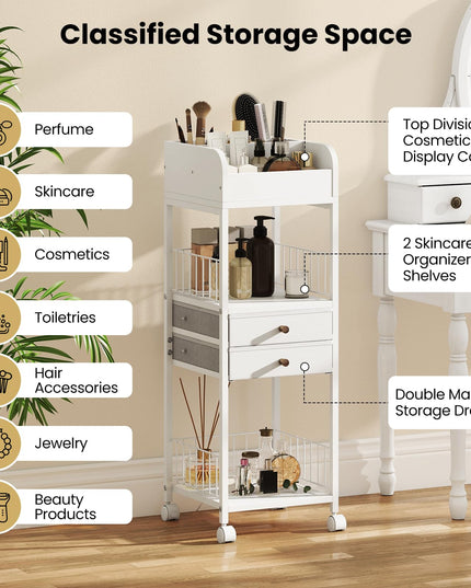 Giantex Rolling Makeup Organizer Cart with Drawers & Shelves