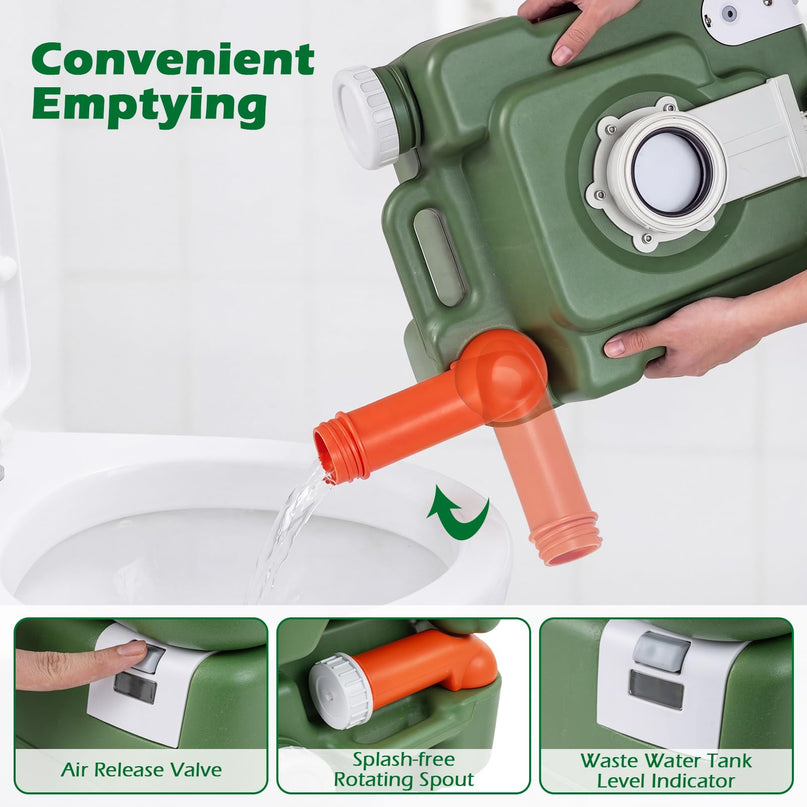 Giantex Portable Toilet with Level Indicator and 5.8 Gal Detachable Waste Tank