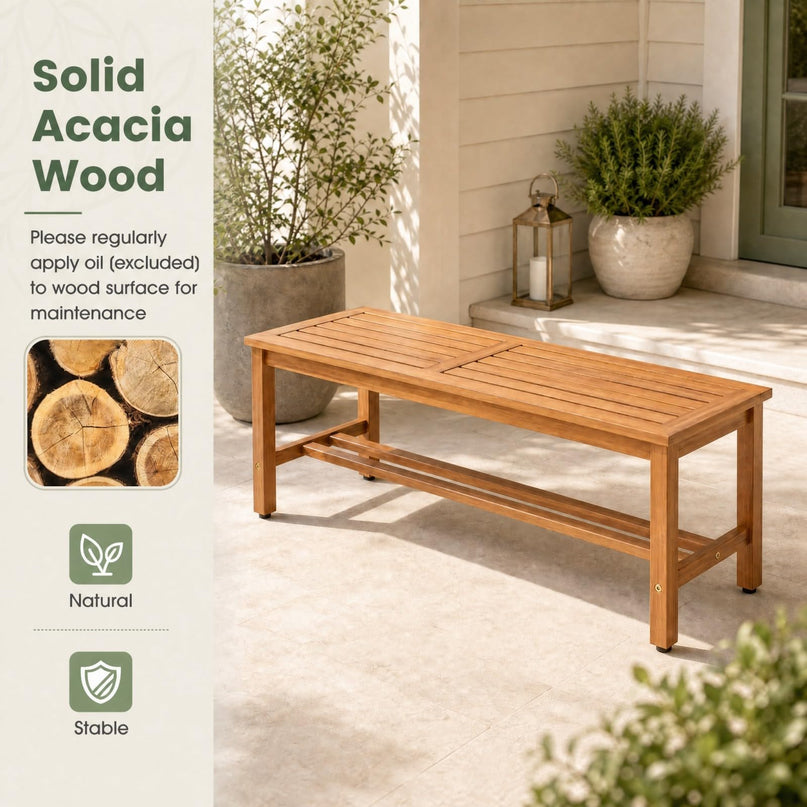 Giantex Outdoor Wooden Bench 2-Person Patio Bench(40"L x 14"W x 17"H)