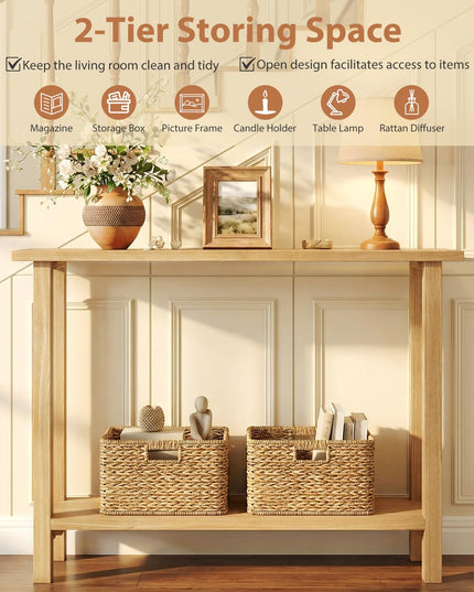Giantex Table console en bois massif 119 cm | Table de canapé de style ferme à placer derrière le canapé pour le salon