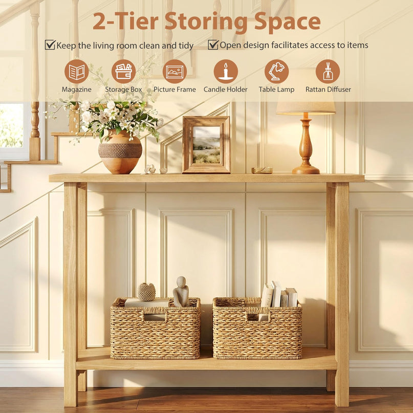 Giantex Table console en bois massif 119 cm | Table de canapé de style ferme à placer derrière le canapé pour le salon