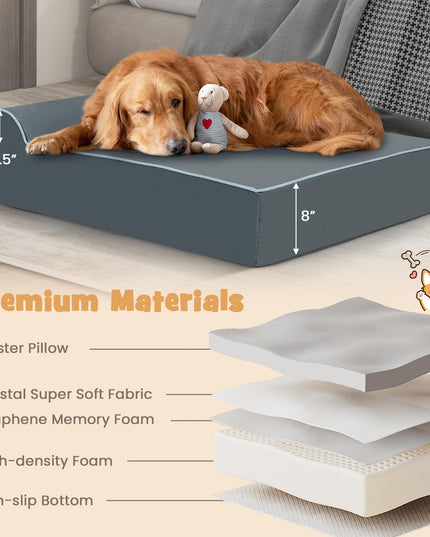 Giantex Orthopedic Dog Bed for Large Dogs, 40" L Memory Foam Dog Sofa Bed with Washable Removable Cove (Gray)