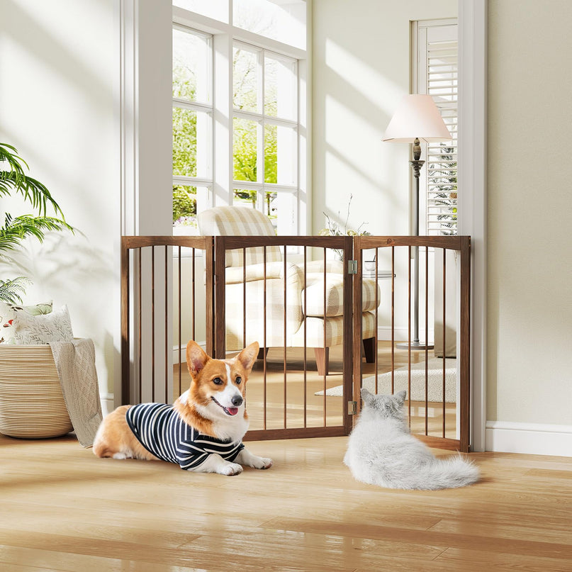 Giantex 63" W x 30" H Foldable 3-Panel Freestanding Dog Gate for Small Medium Dogs