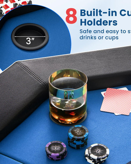 Giantex 8 Player Poker Table Foldable, 72" Portable Folding Texas Holdem Poker Tables w/Padded Rails