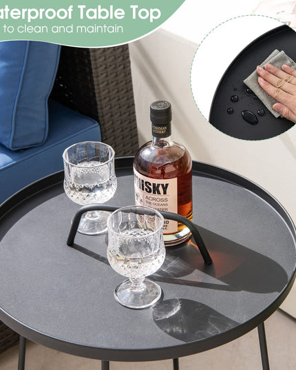 Giantex Outdoor Side Table with Handle - Metal Patio End Table