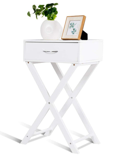 Giantex Nightstand with Drawer X-Shaped Design Sofa Side Table