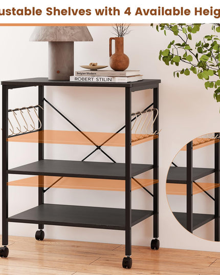 Giantex Kitchen Bakers Rack 3-Tier Microwave Cart on Wheels