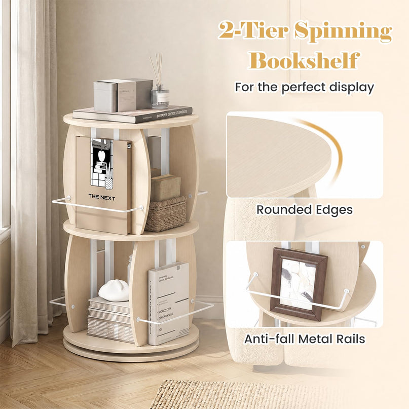 GIANTEX 2/4-Tier 360° Rotating Round Bookshelf Tower