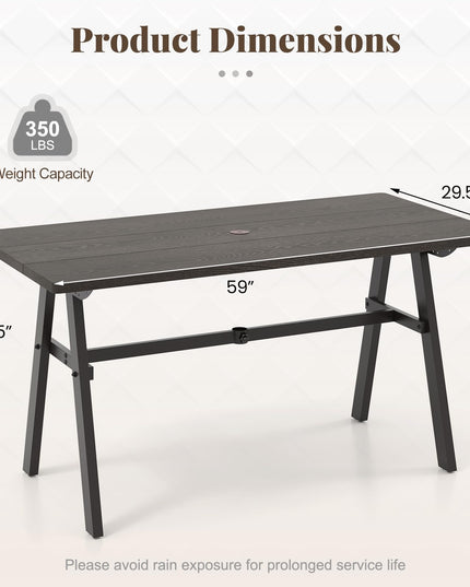 Giantex Outdoor Patio Dining Table with 1.93” Umbrella Hole