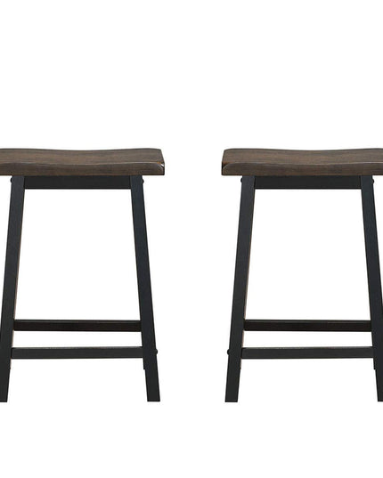 Giantex Set of 2 Saddle Seat Stools, Wood Vintage Counter Height Chairs
