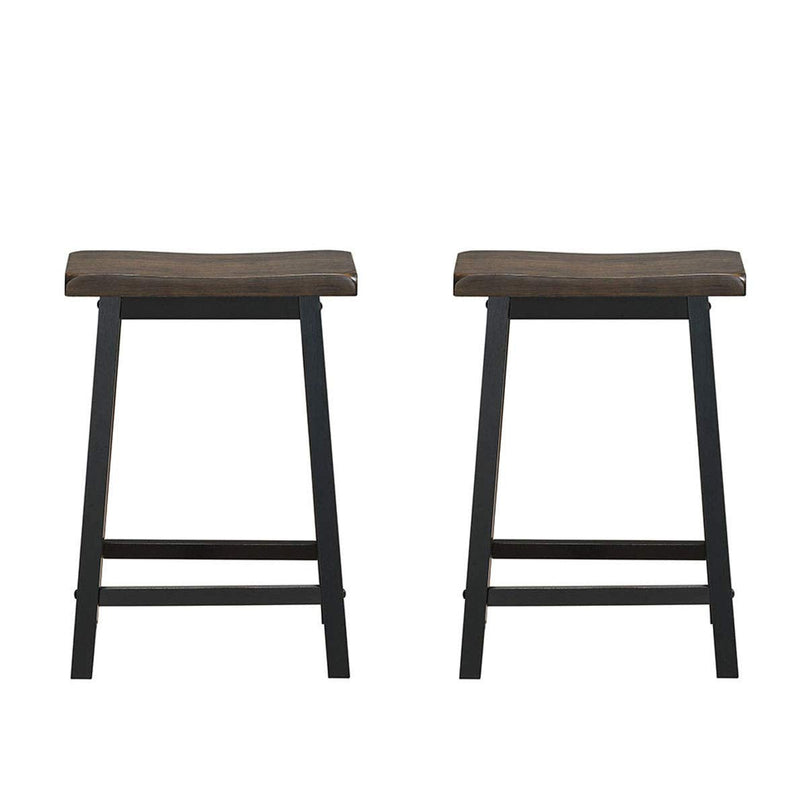 Giantex Set of 2 Saddle Seat Stools, Wood Vintage Counter Height Chairs