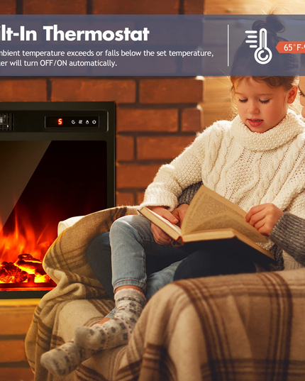 Giantex 18'' Electric Fireplace, Fireplace Inserts Electric Heater