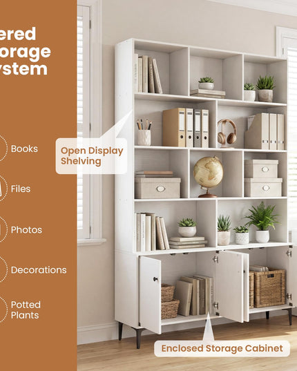 Giantex 68.5" Tall Bookcases and Bookshelves with 2 Doors