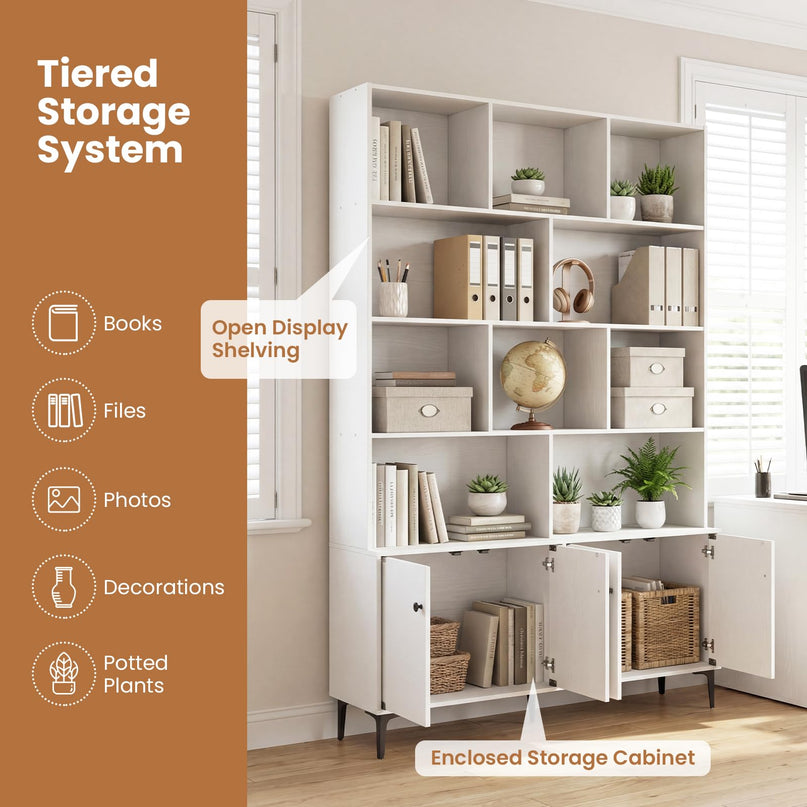 Giantex 68.5" Tall Bookcases and Bookshelves with 2 Doors