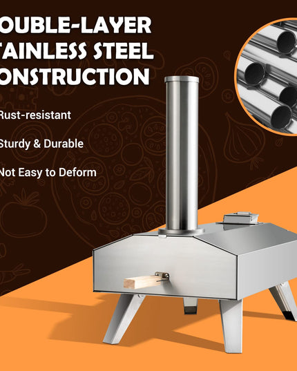 Giantex Outdoor Pizza Oven with 12'' Pizza Stone, Foldable Legs, Portable Stainless Steel Steel Pizza Maker for Outside