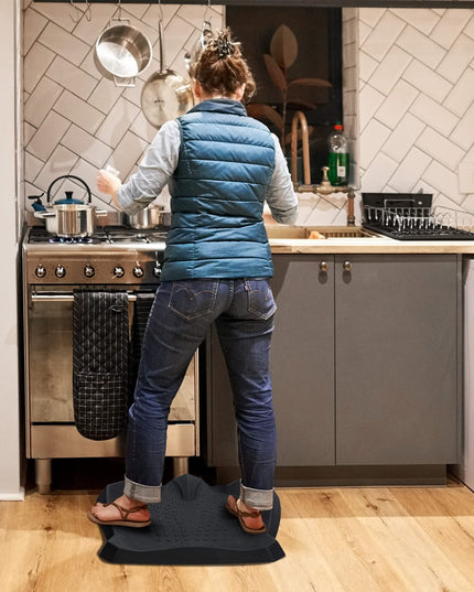 Giantex Anti Fatigue Mat, Not-Flat Standing Mat w/ Foot Massage Points Diverse Terrain & Beveled Edges