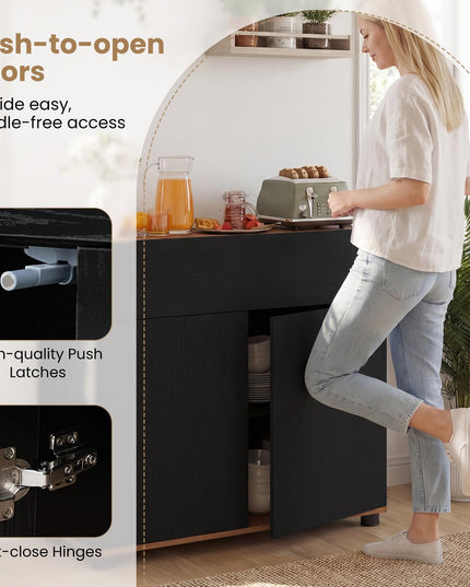 Giantex Sideboard Buffet Cabinet with Storage with Drawer and Push-to-Open Doors