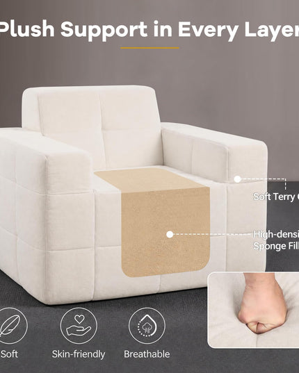 GIANTEX Boneless Single Sofa Chair with Terry Cloth Upholstery