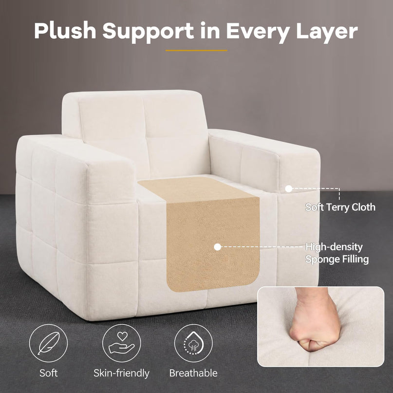GIANTEX Boneless Single Sofa Chair with Terry Cloth Upholstery
