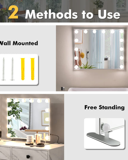 CHARMAID Vanity Mirror with Lights - 14 Dimmable LED Bulbs, 3 Lighting Colors, Touch Control
