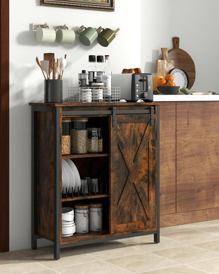 Giantex Buffet Cabinet, Farmhouse Kitchen Sideboard with Sliding Barn Door & Adjustable Shelves