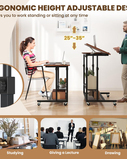 Giantex Mobile Standing Desk for Small Space