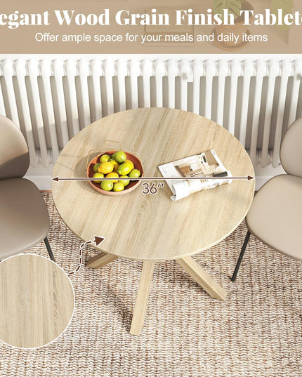 Giantex 36" Round Dining Table for 4 with Rubber Wood Legs