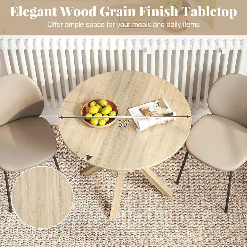 Giantex 36" Round Dining Table for 4 with Rubber Wood Legs