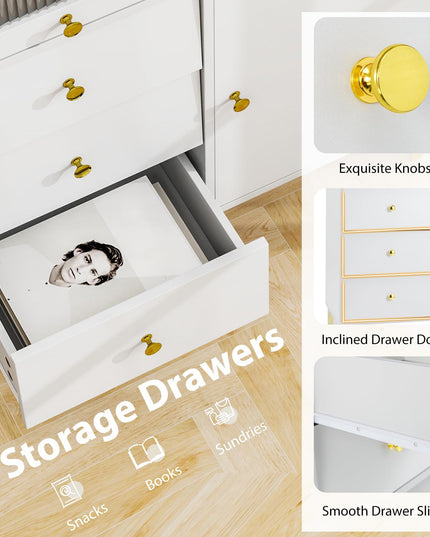 Giantex 3-Drawer Modern Storage Cabinet with 2 Doors