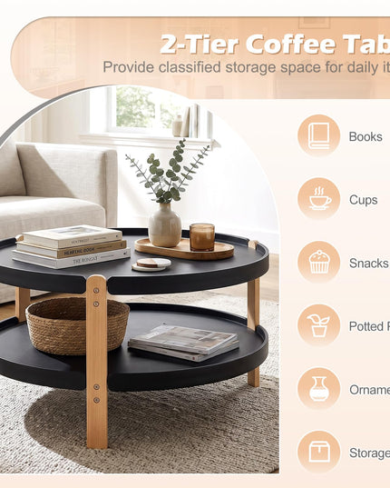 GIANTEX 31" Round Coffee Table with Storage