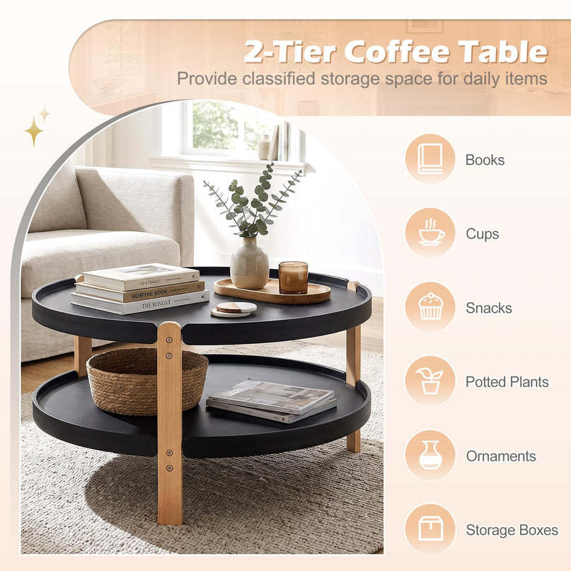 GIANTEX 31" Round Coffee Table with Storage