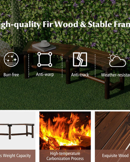 Giantex Wooden Outdoor Bench for 2-Person - Fire Pit Chair Bench