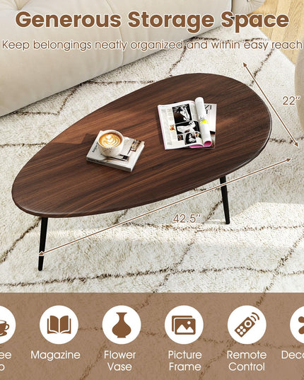 Table basse ovale Giantex, table d'appoint de style Mid-Century Modern