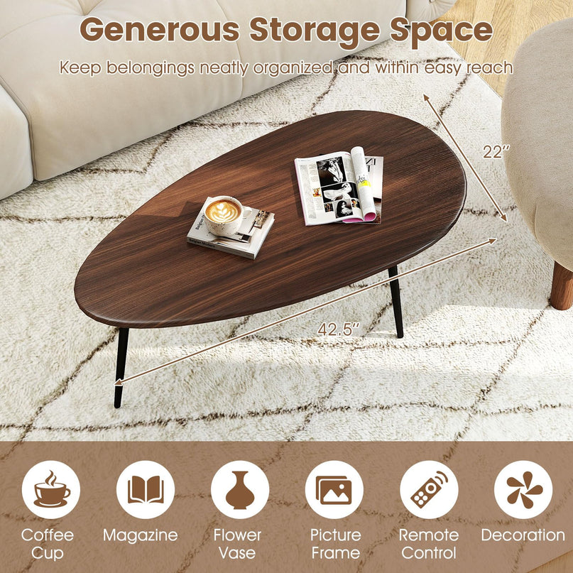 Table basse ovale Giantex, table d'appoint de style Mid-Century Modern