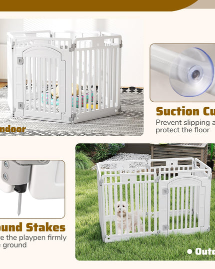 Giantex 32'' Tall Plastic Pet Fence with Lockable Door
