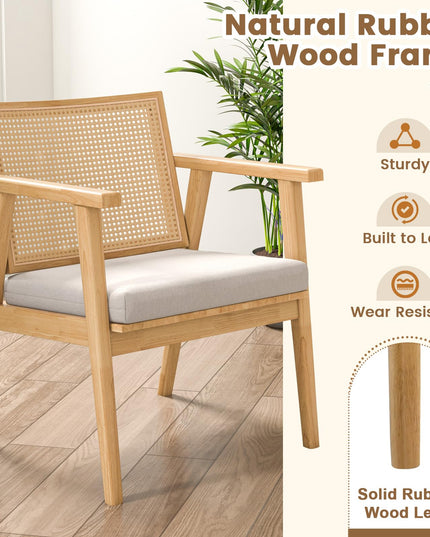 Giantex Modern Rattan Accent Chair Set of 2/4, Mid Century Accent Chairs w/Curved Backrest