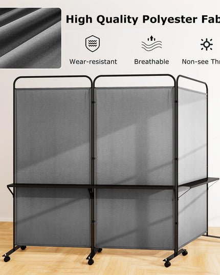 Giantex 3 Panel Room Divider with Wheels and Shelves  for Home Office Studio