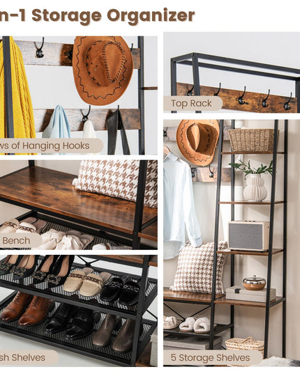 Giantex Coat Rack with Shoe Bench