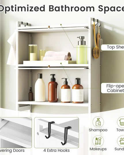 Armoire de rangement Giantex au-dessus des toilettes avec 2 portes cannelées basculantes